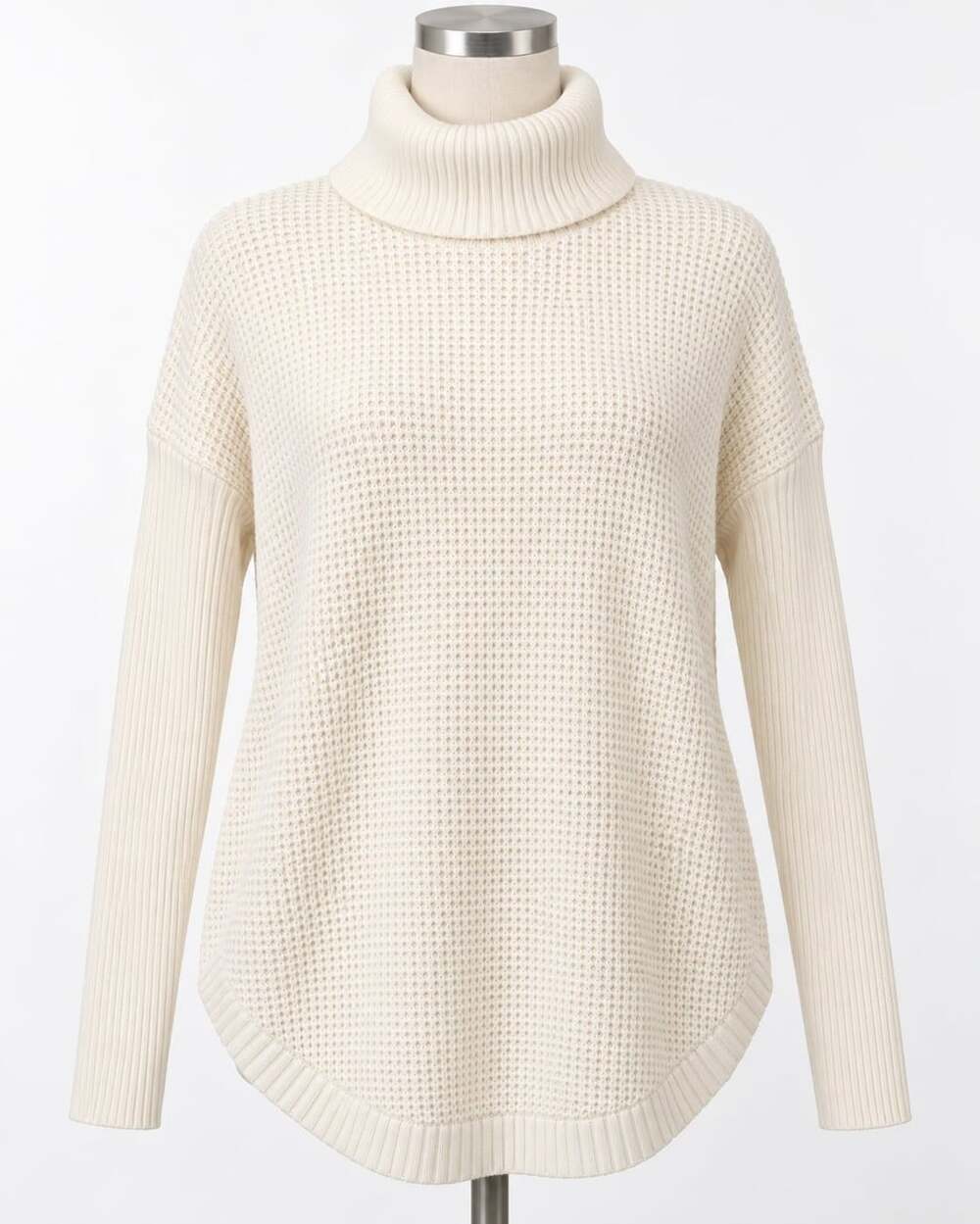 Michael Kors Cream Waffle Knit Turtleneck Tunic Sweater Size M NWOT